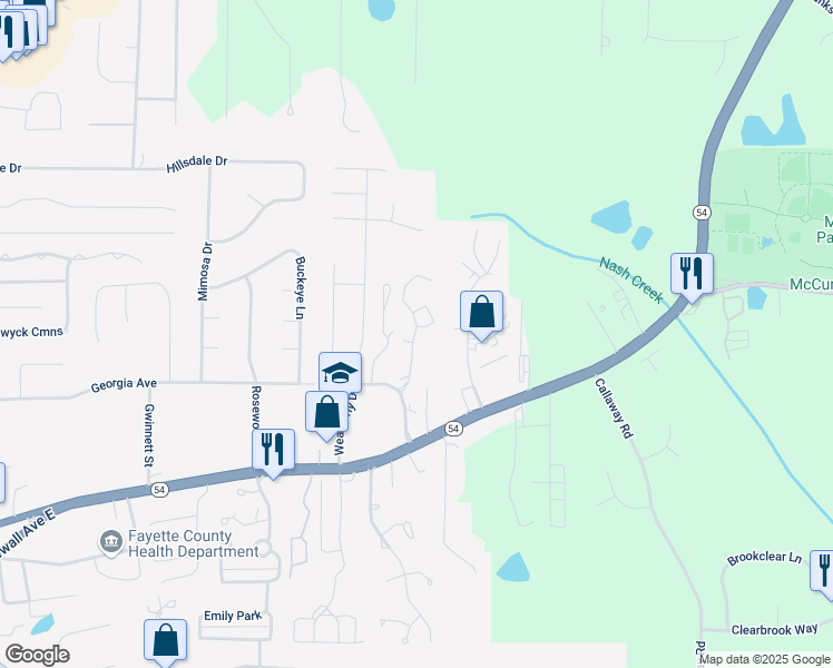 map of restaurants, bars, coffee shops, grocery stores, and more near 190 Robinson Drive in Fayetteville