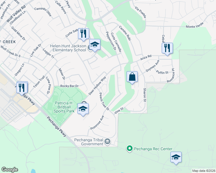 map of restaurants, bars, coffee shops, grocery stores, and more near 46398 Cask Lane in Temecula