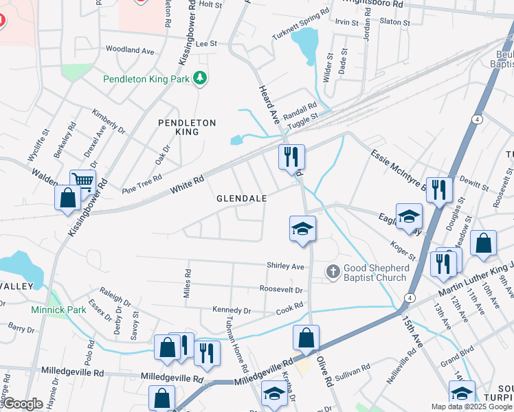 map of restaurants, bars, coffee shops, grocery stores, and more near 2023 Wharton Drive in Augusta