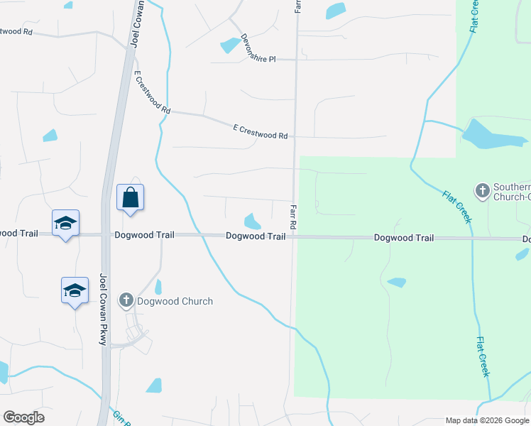 map of restaurants, bars, coffee shops, grocery stores, and more near 110 Grae Court in Tyrone