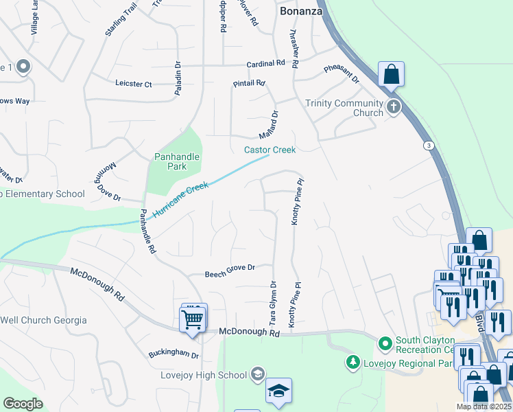 map of restaurants, bars, coffee shops, grocery stores, and more near 10074 Tara Glynn Drive in Hampton