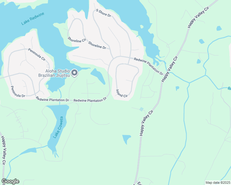 map of restaurants, bars, coffee shops, grocery stores, and more near 115 Inland Circle in Newnan