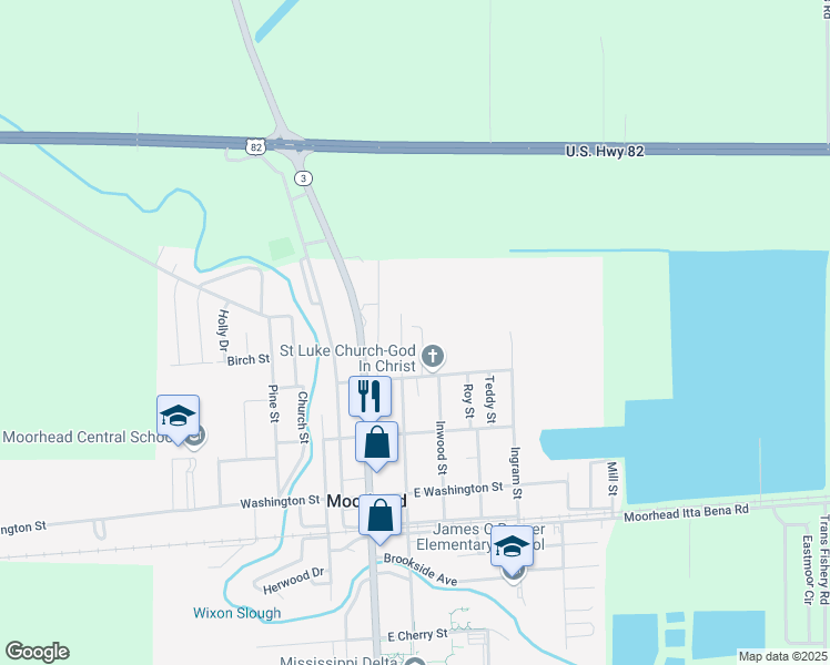 map of restaurants, bars, coffee shops, grocery stores, and more near 305 East Sunflower Street in Moorhead