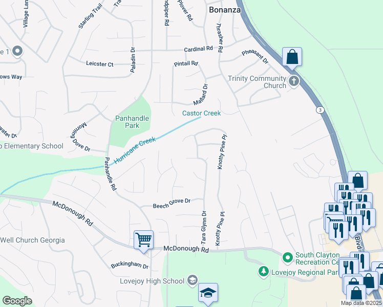 map of restaurants, bars, coffee shops, grocery stores, and more near 10074 Tara Glynn Drive in Hampton