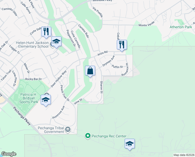map of restaurants, bars, coffee shops, grocery stores, and more near 46260 Carpet Court in Temecula