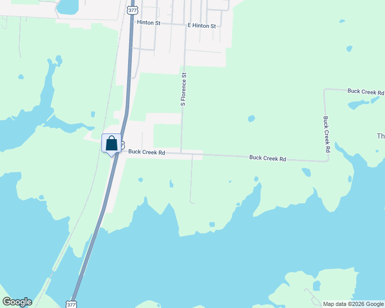 map of restaurants, bars, coffee shops, grocery stores, and more near Buck Creek Road in Tioga