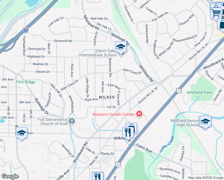 map of restaurants, bars, coffee shops, grocery stores, and more near 231 3rd Avenue in Birmingham