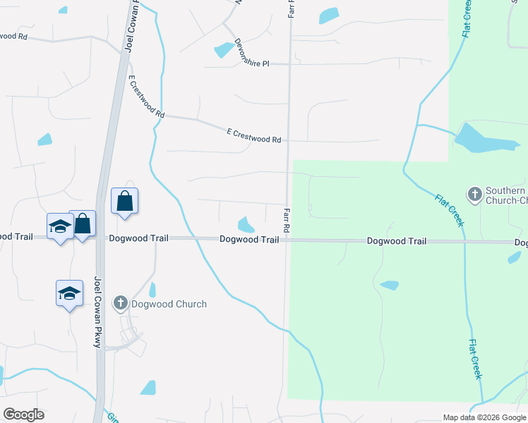 map of restaurants, bars, coffee shops, grocery stores, and more near 110 Grae Court in Tyrone