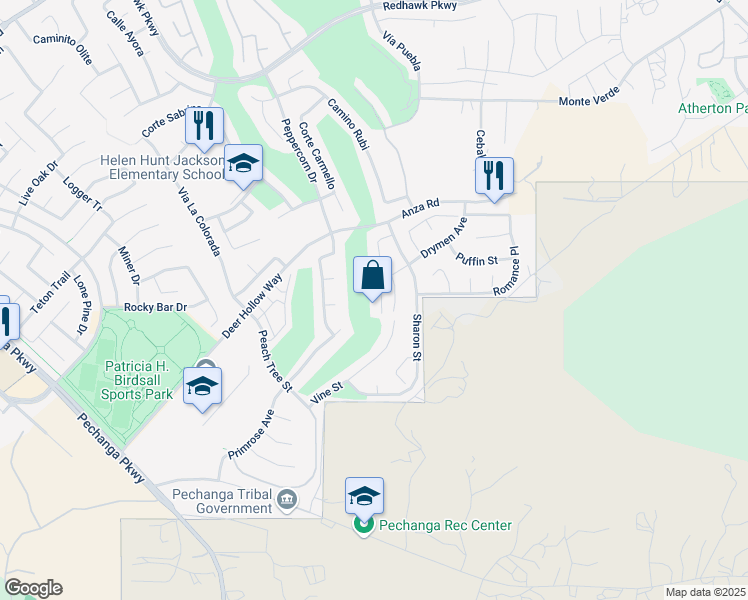 map of restaurants, bars, coffee shops, grocery stores, and more near 46223 Drymen Avenue in Temecula
