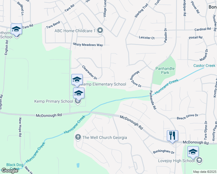 map of restaurants, bars, coffee shops, grocery stores, and more near 1273 Crystal Springs Trail in Hampton