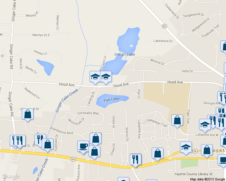 map of restaurants, bars, coffee shops, grocery stores, and more near 638 Hood Avenue in Fayetteville