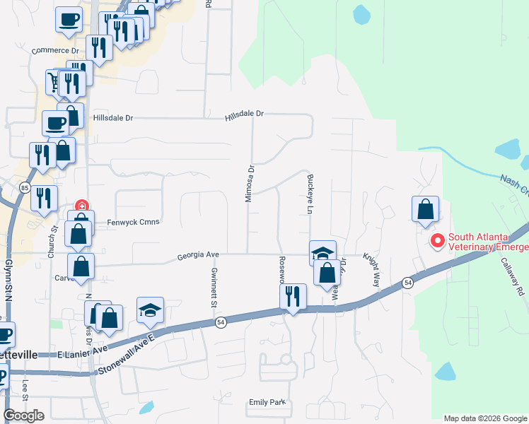 map of restaurants, bars, coffee shops, grocery stores, and more near 215 Maple Ct in Fayetteville