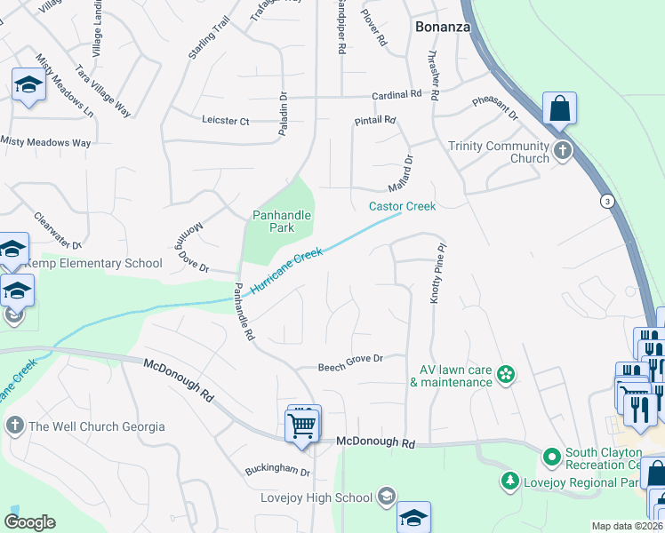 map of restaurants, bars, coffee shops, grocery stores, and more near 10980 Mansura Place in Hampton