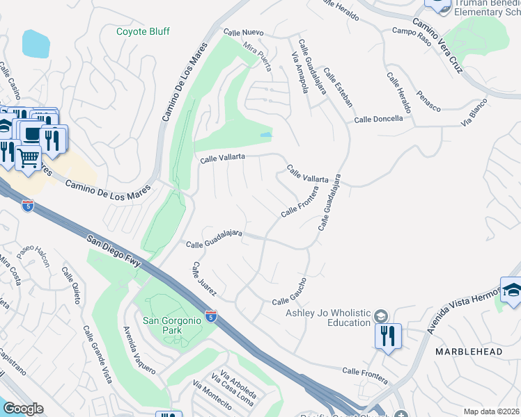 map of restaurants, bars, coffee shops, grocery stores, and more near 609 Calle Ganadero in San Clemente