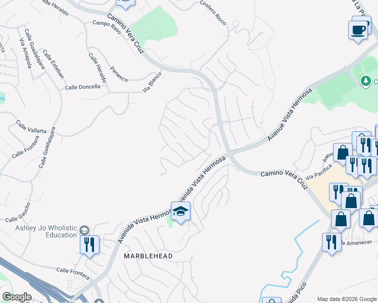 map of restaurants, bars, coffee shops, grocery stores, and more near 1415 Manera Ventosa in San Clemente