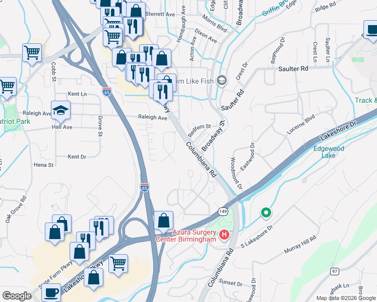 map of restaurants, bars, coffee shops, grocery stores, and more near 1025 Drexel Parkway in Birmingham