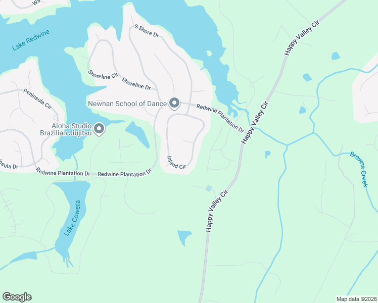 map of restaurants, bars, coffee shops, grocery stores, and more near 200 Inland Cir in Newnan
