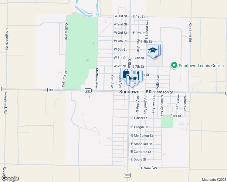 map of restaurants, bars, coffee shops, grocery stores, and more near York Avenue in Sundown