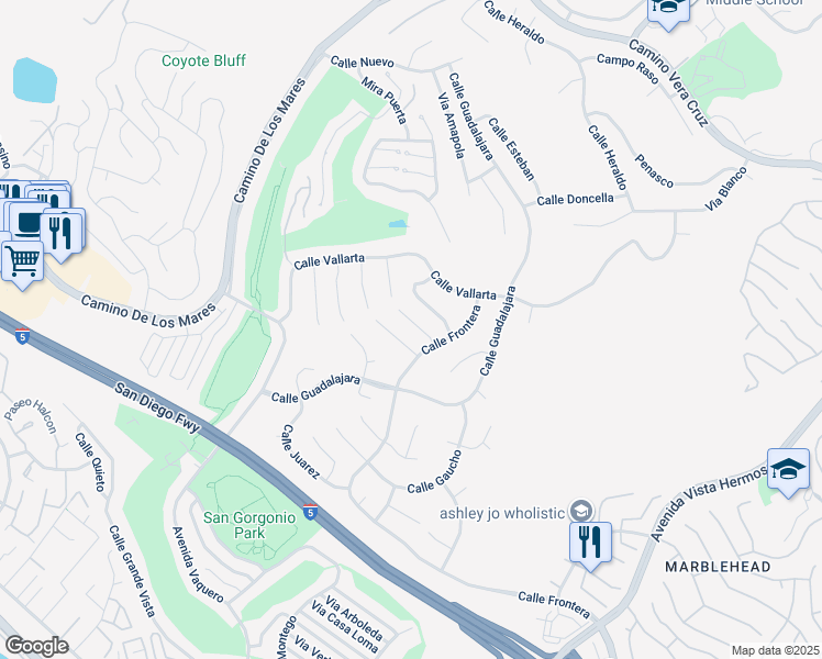 map of restaurants, bars, coffee shops, grocery stores, and more near 609 Calle Fierros in San Clemente