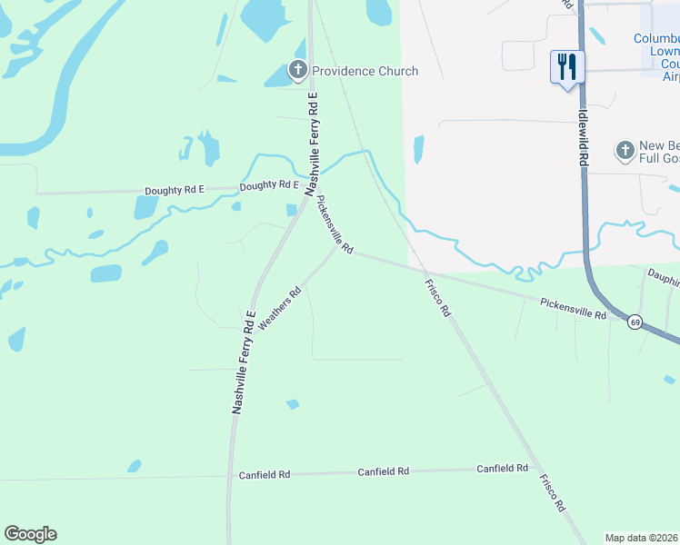 map of restaurants, bars, coffee shops, grocery stores, and more near 55 Weathers Road in Columbus