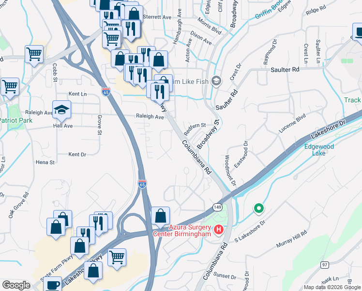map of restaurants, bars, coffee shops, grocery stores, and more near 1025 Drexel Parkway in Birmingham