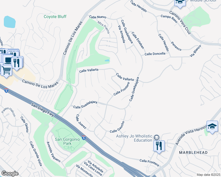 map of restaurants, bars, coffee shops, grocery stores, and more near 609 Calle Fierros in San Clemente