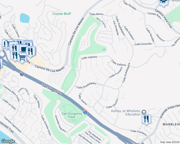 map of restaurants, bars, coffee shops, grocery stores, and more near 703 Calle Brisa in San Clemente