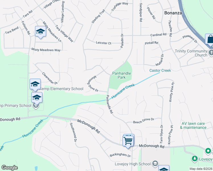 map of restaurants, bars, coffee shops, grocery stores, and more near 10986 Morning Dove Drive in Hampton