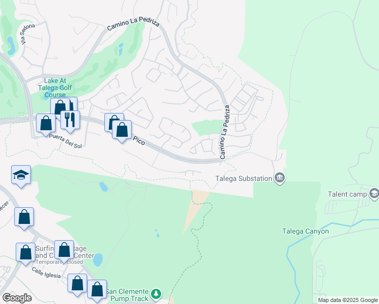map of restaurants, bars, coffee shops, grocery stores, and more near 3 Calle Calurosa in San Clemente