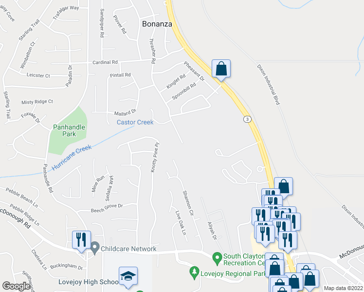map of restaurants, bars, coffee shops, grocery stores, and more near 10993 Thrasher Road in Hampton