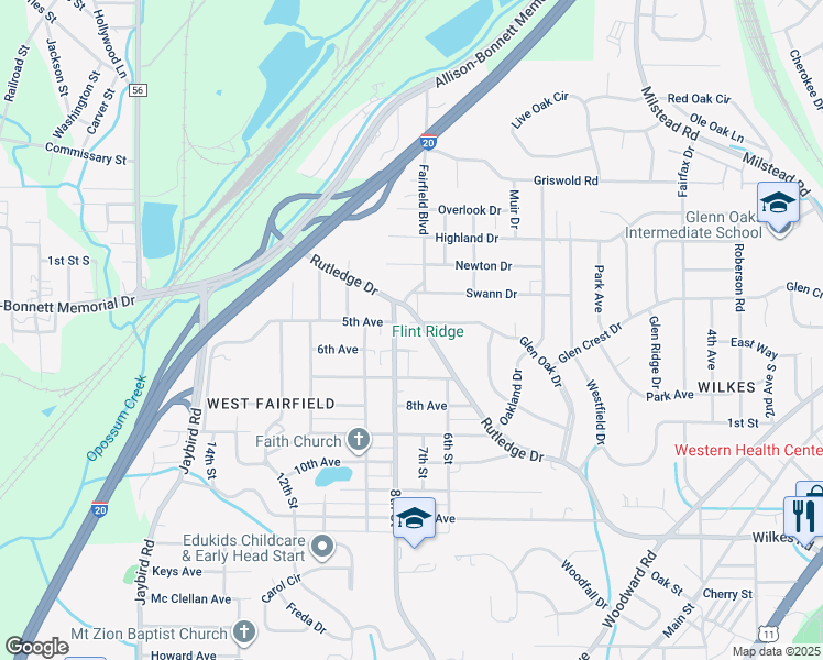 map of restaurants, bars, coffee shops, grocery stores, and more near 601 8th Street in Midfield