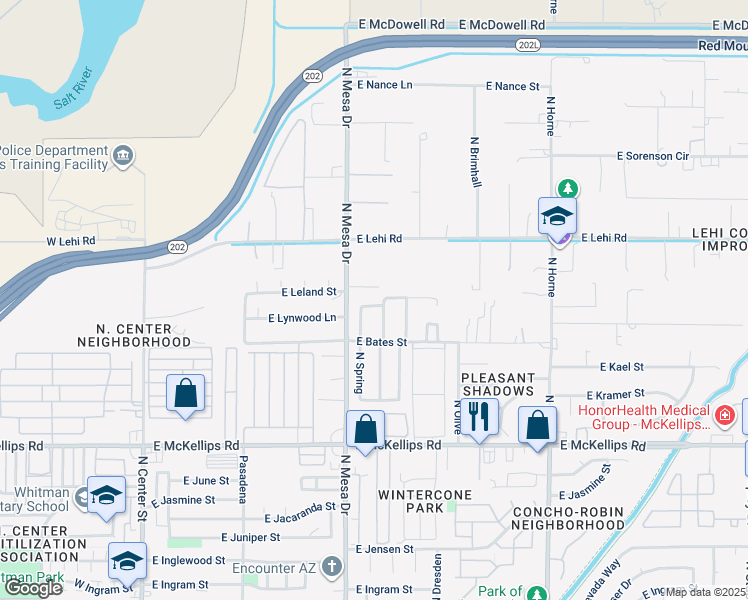 map of restaurants, bars, coffee shops, grocery stores, and more near 2229 North Summer Street in Mesa
