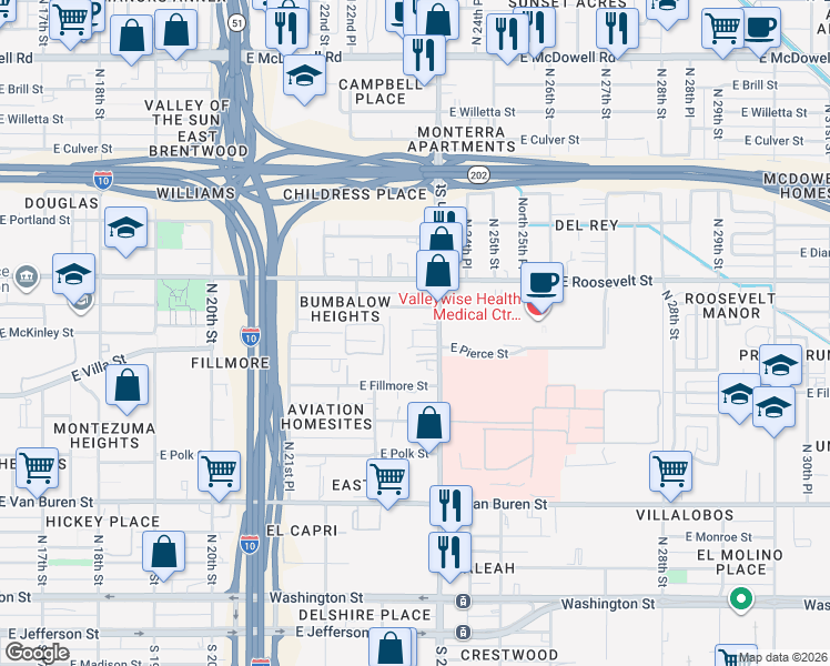 map of restaurants, bars, coffee shops, grocery stores, and more near 824 North 24th Street in Phoenix