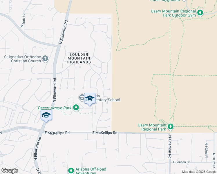 map of restaurants, bars, coffee shops, grocery stores, and more near 9554 East Lynwood Circle in Mesa