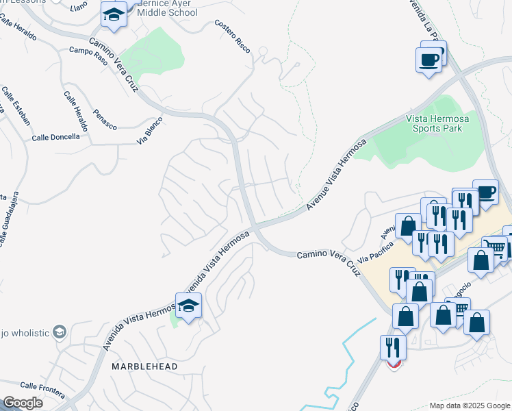 map of restaurants, bars, coffee shops, grocery stores, and more near 2434 Camino Oleada in San Clemente