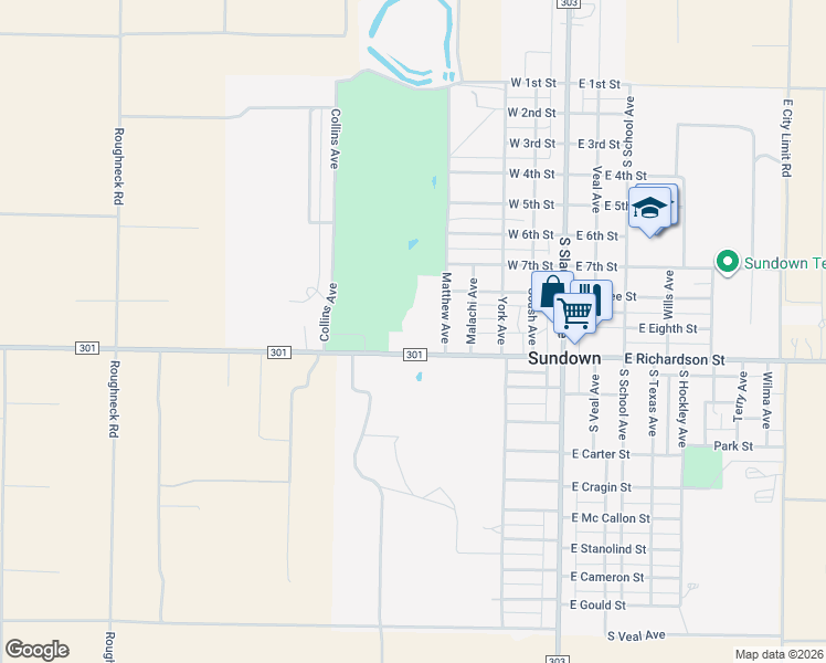 map of restaurants, bars, coffee shops, grocery stores, and more near 506 West Richardson Street in Levelland