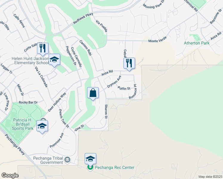 map of restaurants, bars, coffee shops, grocery stores, and more near 46132 Toy Court in Temecula