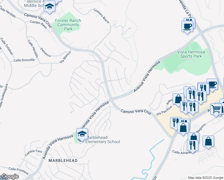 map of restaurants, bars, coffee shops, grocery stores, and more near 2434 Camino Oleada in San Clemente