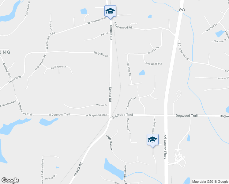 map of restaurants, bars, coffee shops, grocery stores, and more near 627 Senoia Road in Tyrone