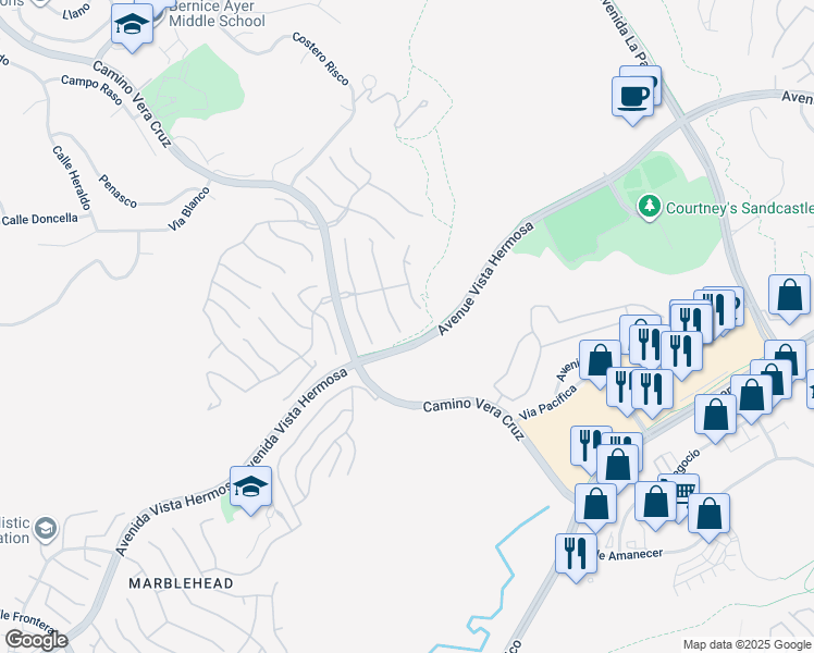 map of restaurants, bars, coffee shops, grocery stores, and more near 2633 Canto Rompeolas in San Clemente