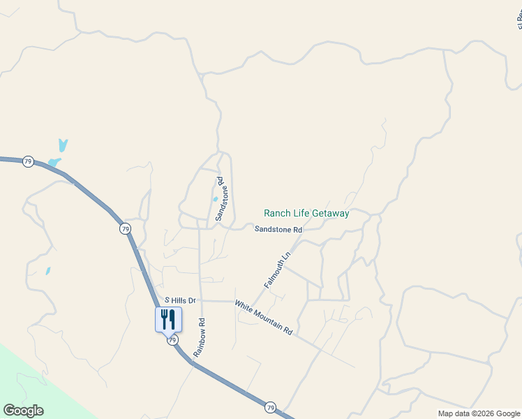 map of restaurants, bars, coffee shops, grocery stores, and more near 45950 Gemstone Road in Aguanga