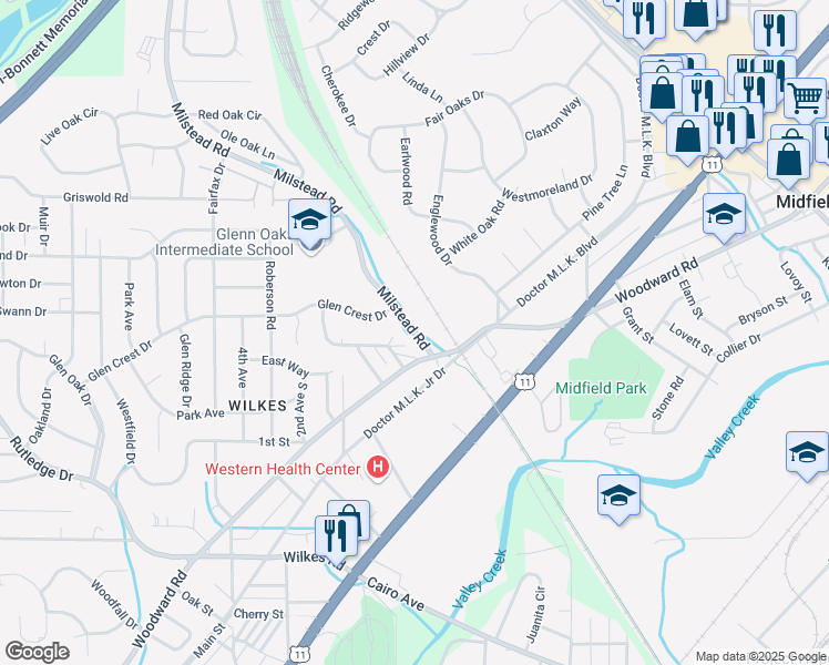 map of restaurants, bars, coffee shops, grocery stores, and more near 919 Milstead Road in Fairfield
