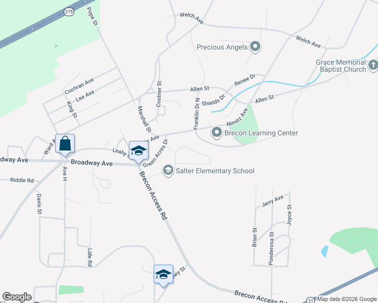 map of restaurants, bars, coffee shops, grocery stores, and more near 710 Coleman Drive in Talladega