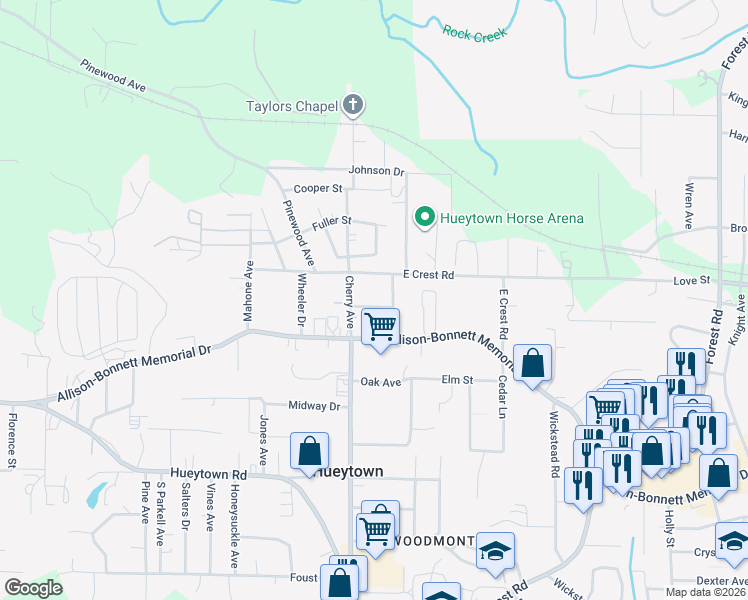 map of restaurants, bars, coffee shops, grocery stores, and more near 110 Fair Street in Bessemer