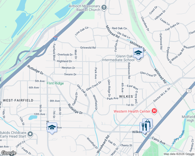 map of restaurants, bars, coffee shops, grocery stores, and more near 640 Glen Park Drive in Fairfield