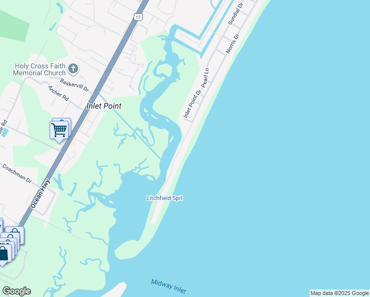 map of restaurants, bars, coffee shops, grocery stores, and more near 1013 Norris Drive in Pawleys Island