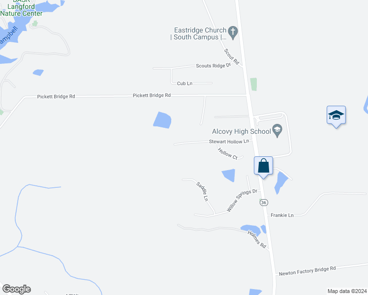 map of restaurants, bars, coffee shops, grocery stores, and more near 165 Stewart Hollow Lane in Covington