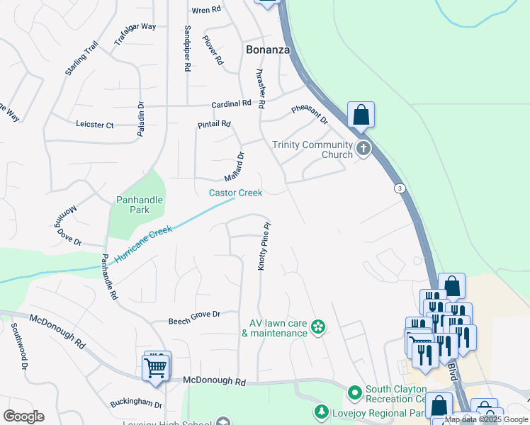 map of restaurants, bars, coffee shops, grocery stores, and more near 10900 Knotty Pine Place in Hampton