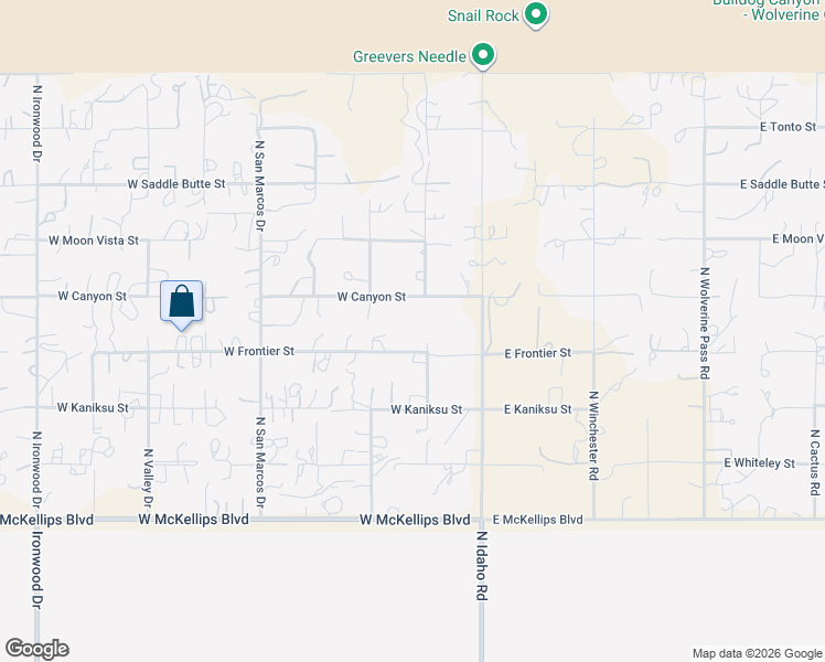 map of restaurants, bars, coffee shops, grocery stores, and more near 268 West Frontier Street in Apache Junction