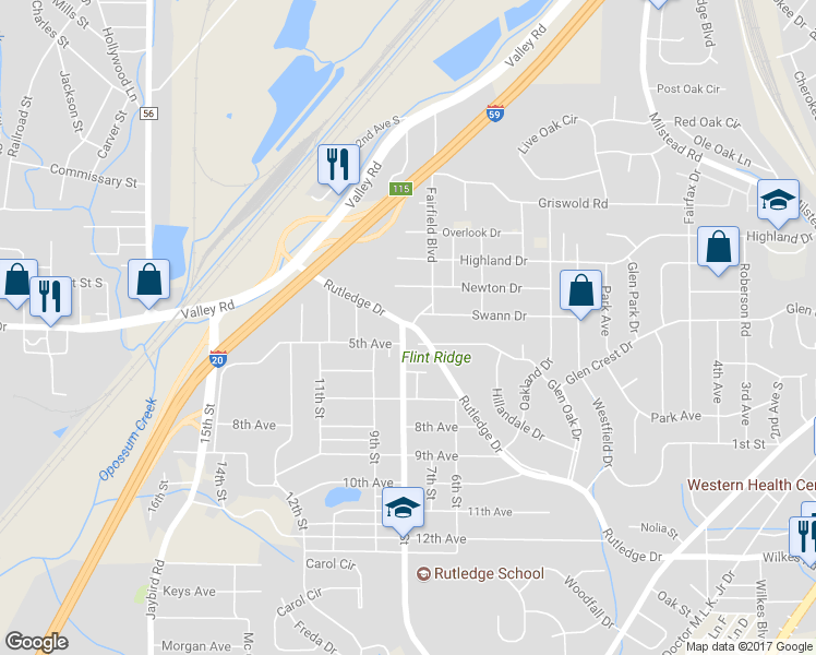 map of restaurants, bars, coffee shops, grocery stores, and more near 424 Rutledge Drive in Birmingham